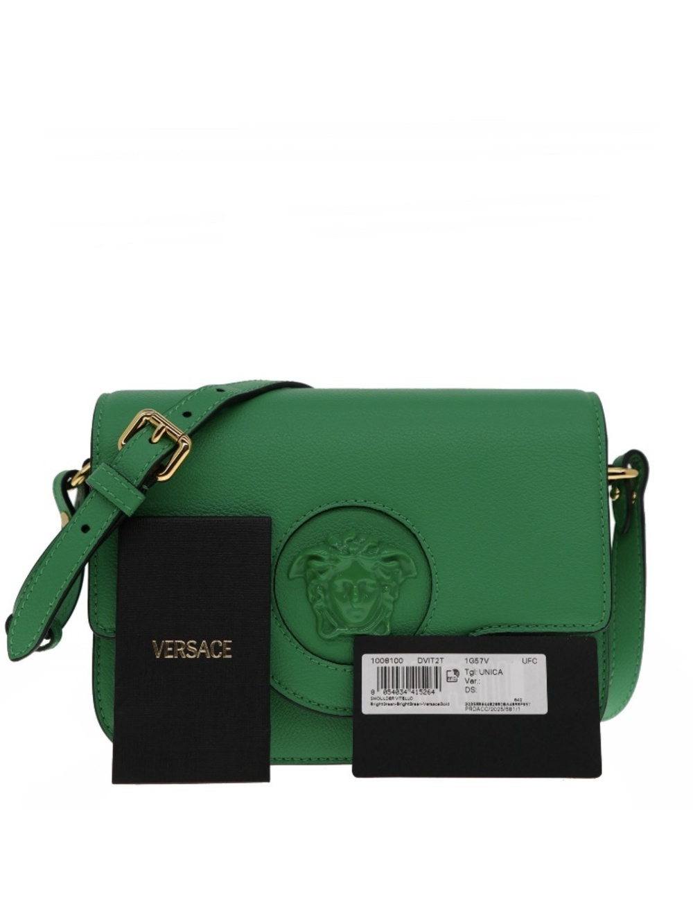 Versace Medusa Shoulder Bag Crossbody Green Leather New - Picture 4 of 6